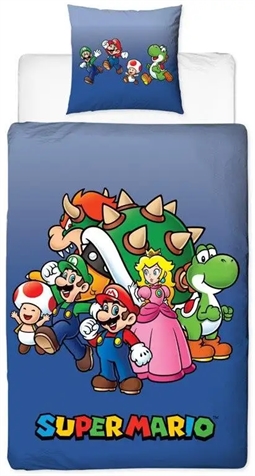 Super Mario sengetøj - 150x210 cm - The team - 2 i 1 design - 100% bomuld 