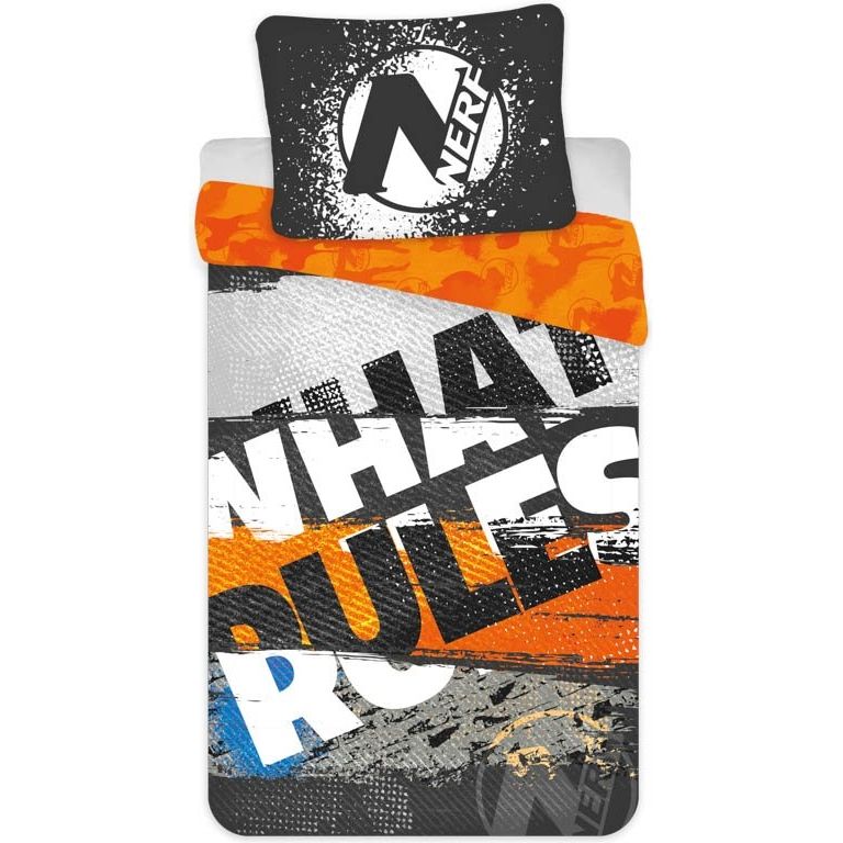 Nerf sengetøj 140x200 cm - What rules - Dynebetræk med 2 design - 100% bomulds sengelinned billede