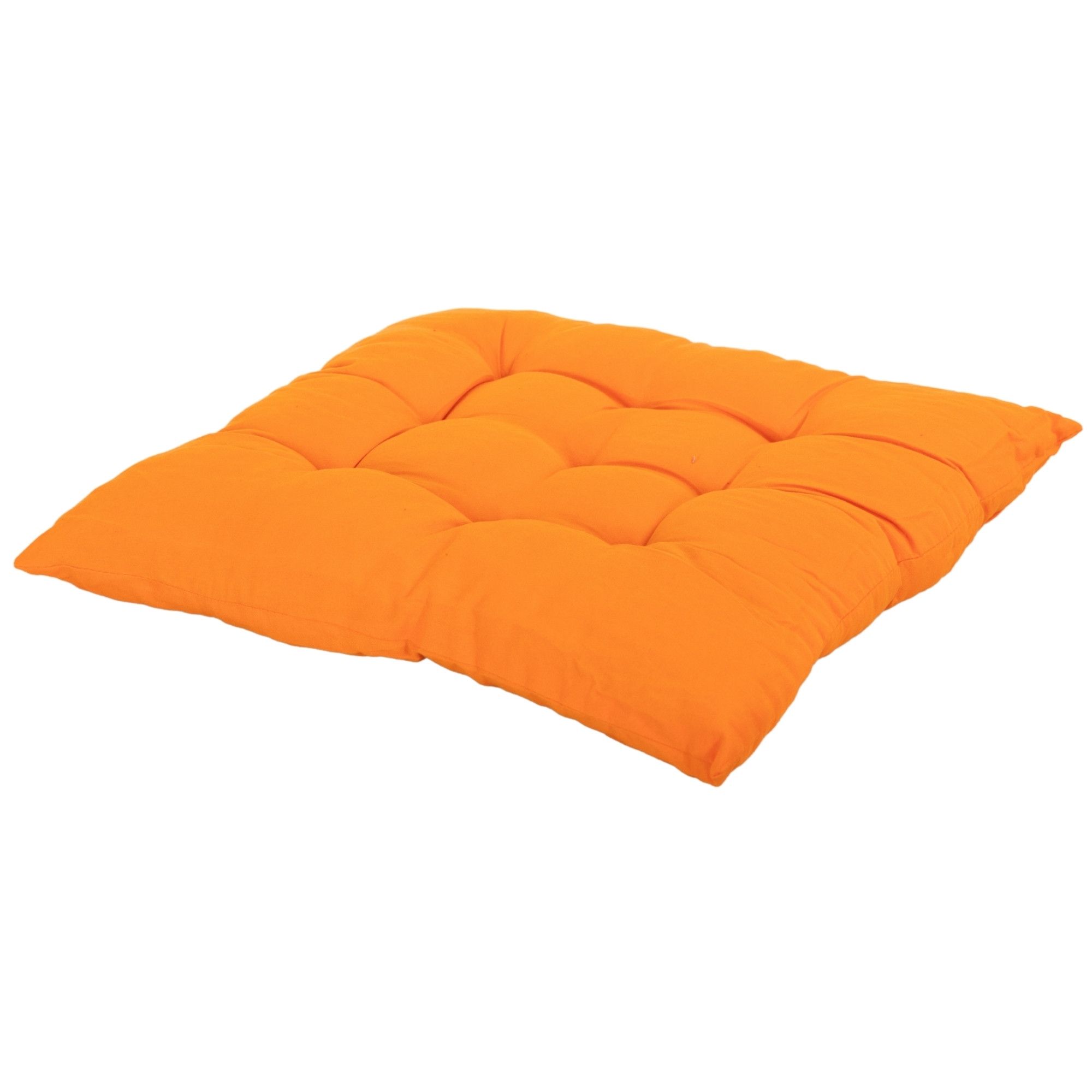Stolehynde - 35x35x6 cm - Orange ensfarvet havehynde - Blød komfort hynde