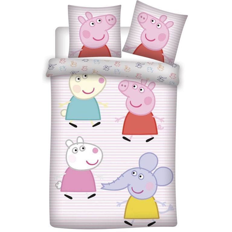 Gurli Gris Junior sengetøj 100x140 cm - Gurli Gris og venner sengesæt - 100% bomulds sengelinned billede