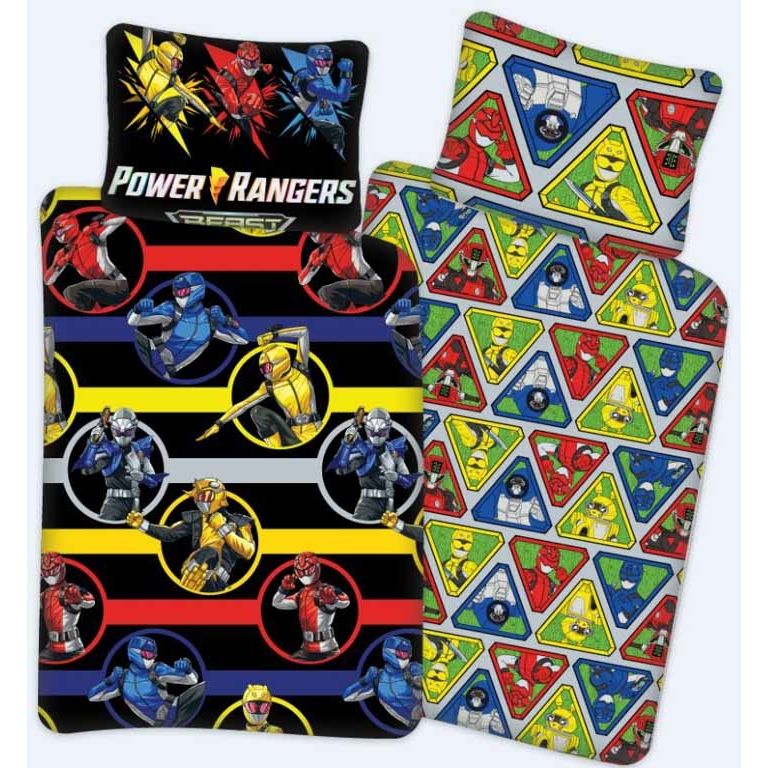 Power Rangers sengetøj 100x140 cm - Power Rangers junior sengetøj - 2 i 1 design - 100% bomuld billede