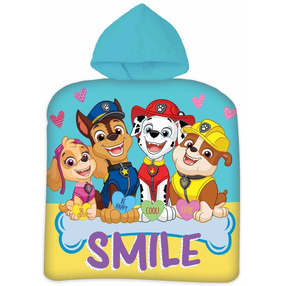 Badeponcho - Børnehåndklæde - Paw Patrol Smile - 50x100 cm - 100% Bomuld billede