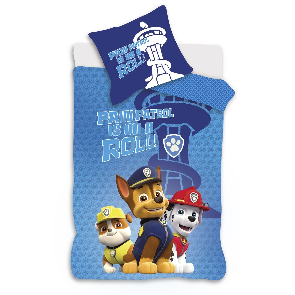 Paw Patrol junior sengetøj 100x140 cm - Paw Patrol Is on a roll - Vendbart design - 100% bomuld billede
