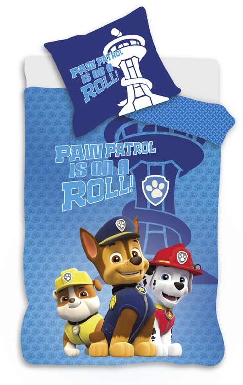 Paw Patrol Juniorsengetøj 100x140 cm - Paw Patrol Is on a roll - Vendbart design - 100% bomuld  