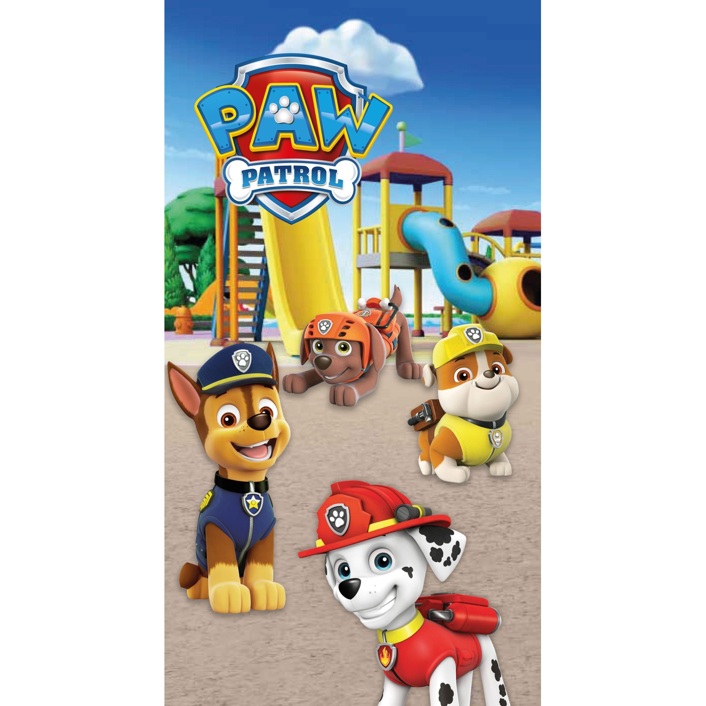 Paw Patrol håndklæde - 70x140 cm - 100% bomuld - Klar til leg - Blødt badehåndklæde med de populærere hvalpe billede