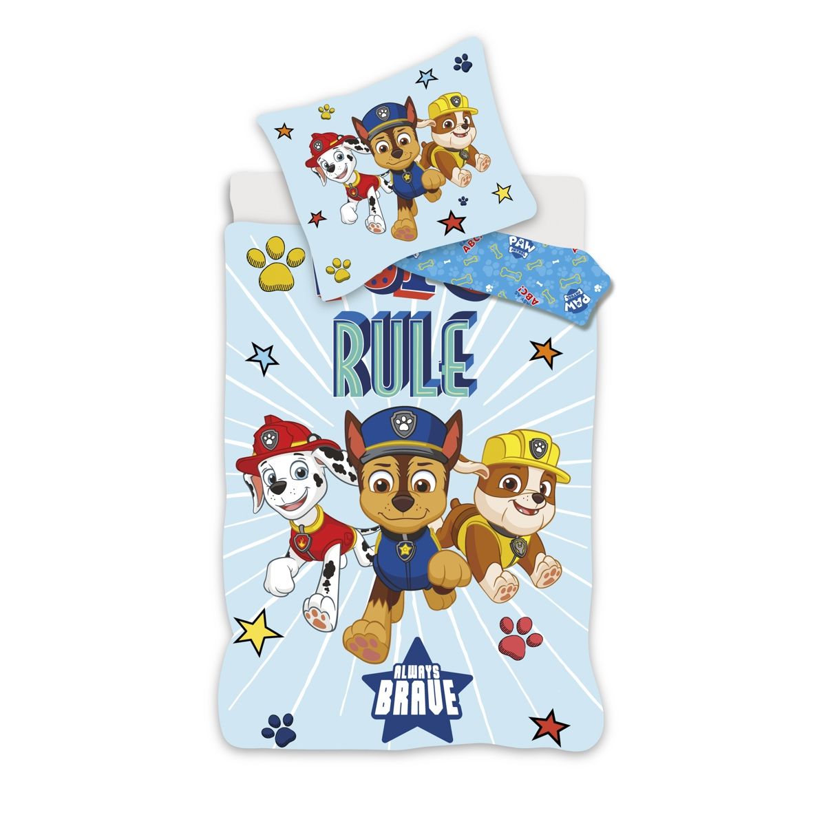 Paw Patrol junior sengetøj 100x140 cm - Always brave - Vendbart design - 100% bomuld billede