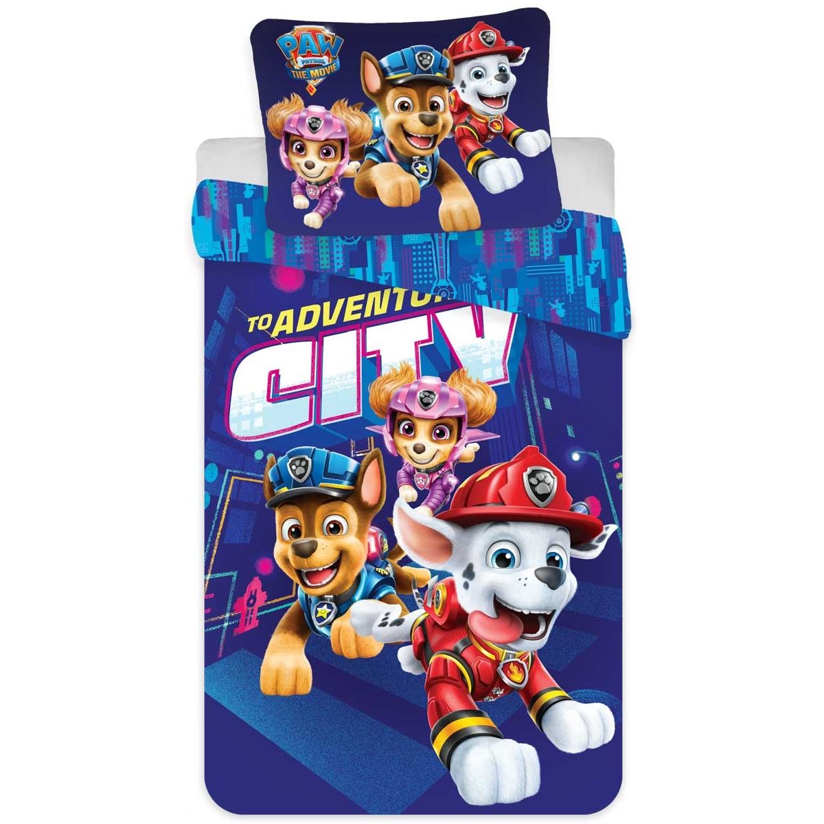 Paw Patrol sengetøj - 150x210 cm - Sengesæt med 2 i 1 design - 100% bomuld billede