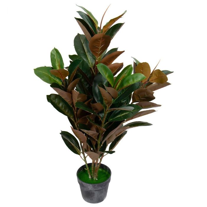 Kunstig plante - 90 cm høj - Fikus Elastica - Kunstig plante med rødlige blade