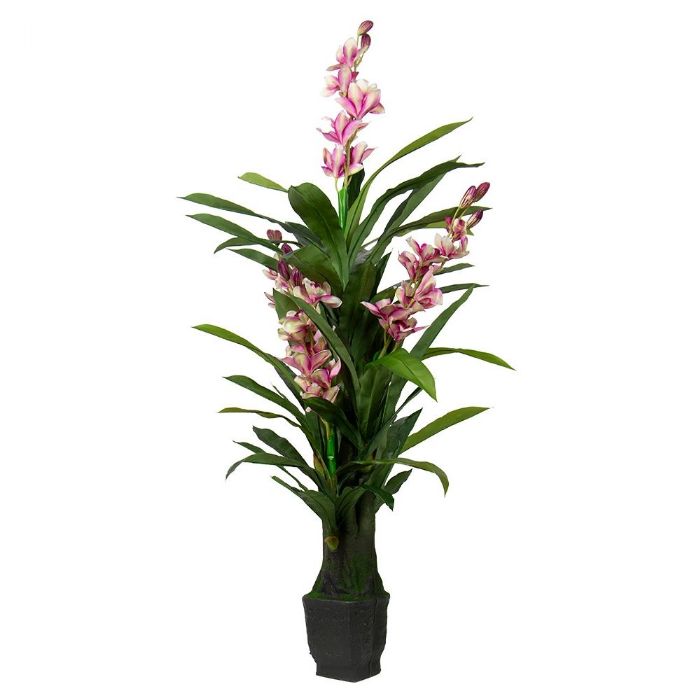 Kunstig Orkidé 165 cm - 3 violette blomster - Cymbidium orkide