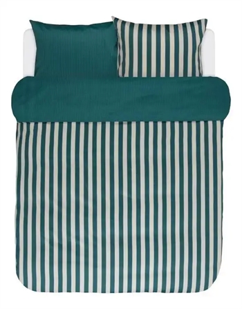 Billede af Stribet sengetøj 140x220 cm - Pine green - Vendbar dynebetræk - 100% Bomuldssatin sengesæt - Marc O'Polo hos Shopdyner.dk