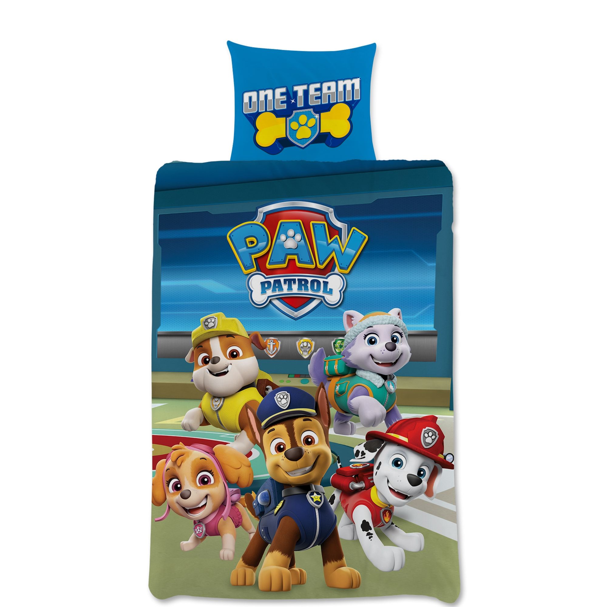 Junior sengetøj 100x140 cm - Vendbart sengesæt med Paw Patrol - One Team - 100% bomulds sengelinned billede