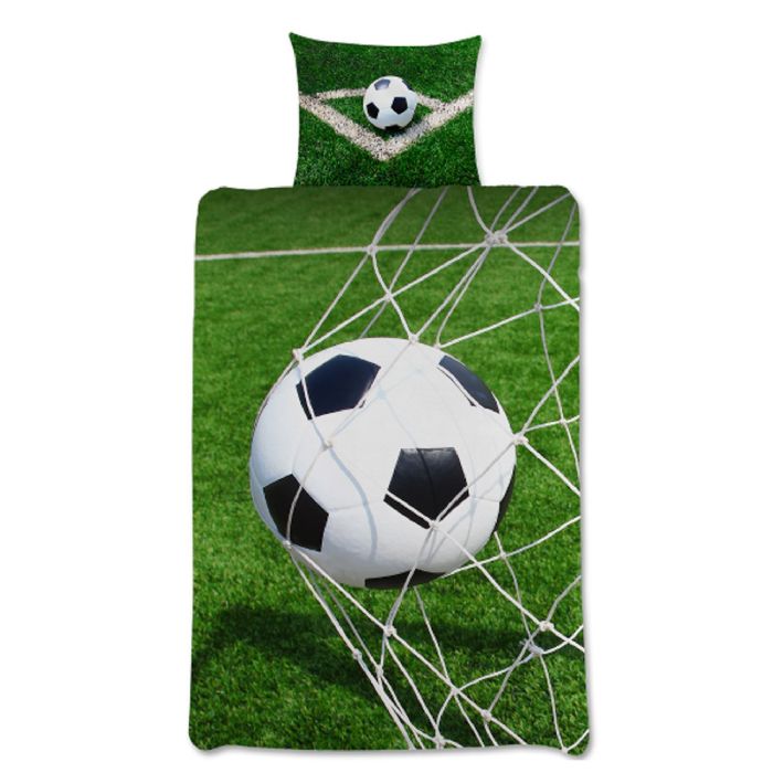 Fodbold sengetøj 140x200 cm - Dynebetræk med 2 i 1 design - 100% bomulds sengesæt