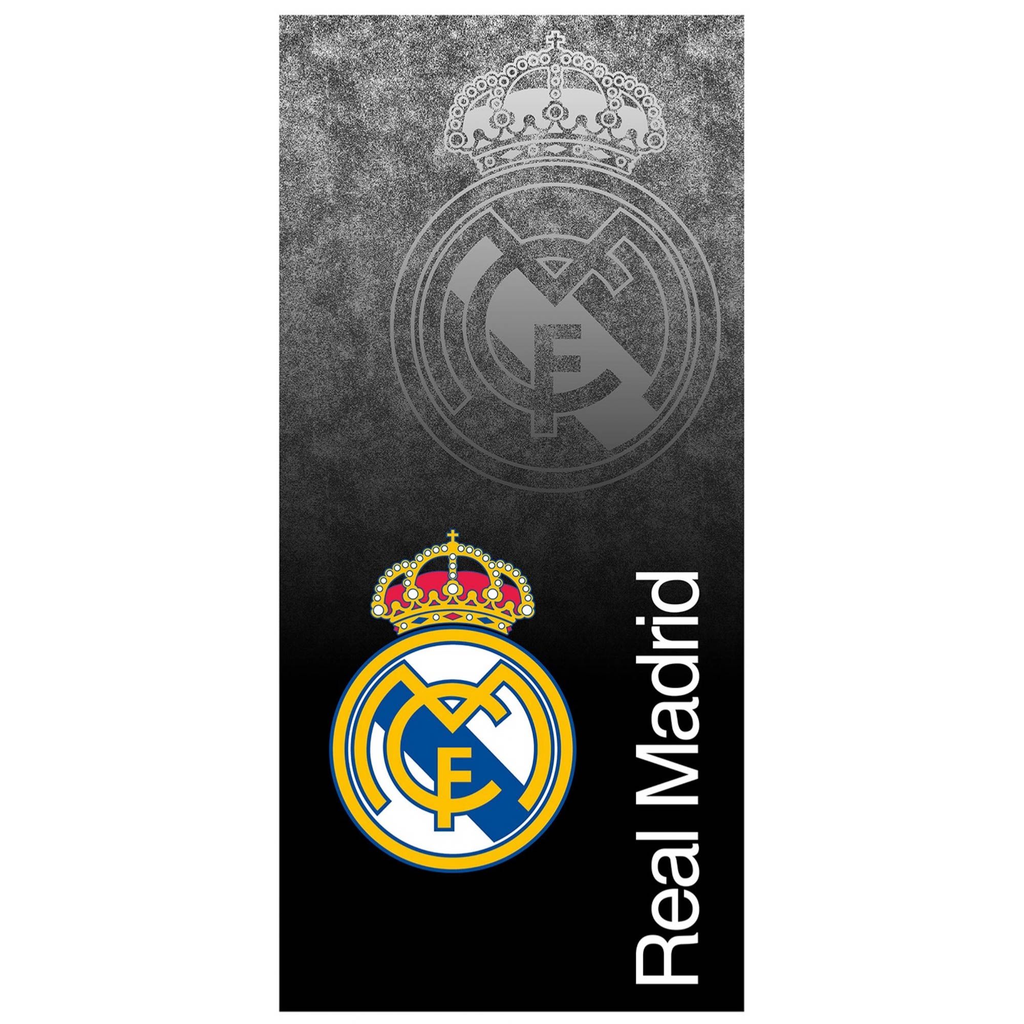 Sort Real Madrid håndklæde - 70x140 cm - 100% bomuld - Blødt badehåndklæde med Real Madrid logo billede