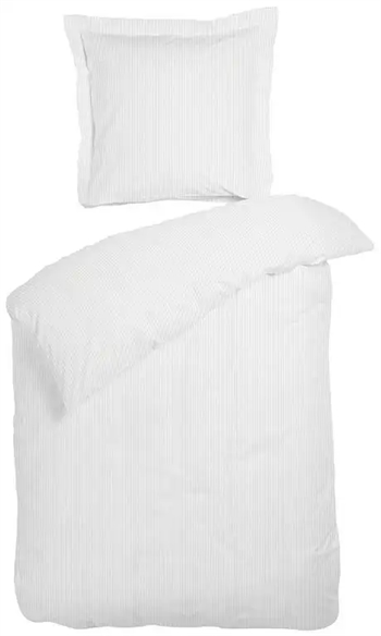 Billede af Sengetøj 240x220 cm - Raie hvid - Stribet dobbelt dynebetræk - 100% Bomuldssatin - Night & Day sengetøj hos Shopdyner.dk