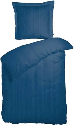 Stribet sengetøj - 140x200 cm - Raie blåt sengetøj - 100% Bomuldssatin - Night and Day sengesæt