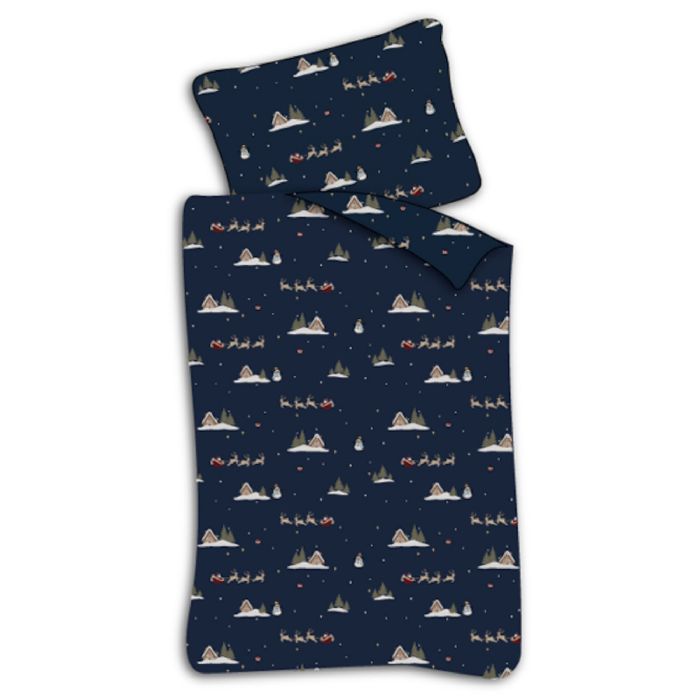 Baby julesengetøj 70x100 cm - Jule sengesæt med julemanden og rensdyr - Santa is coming - 100% blødt bomulds sengelinned