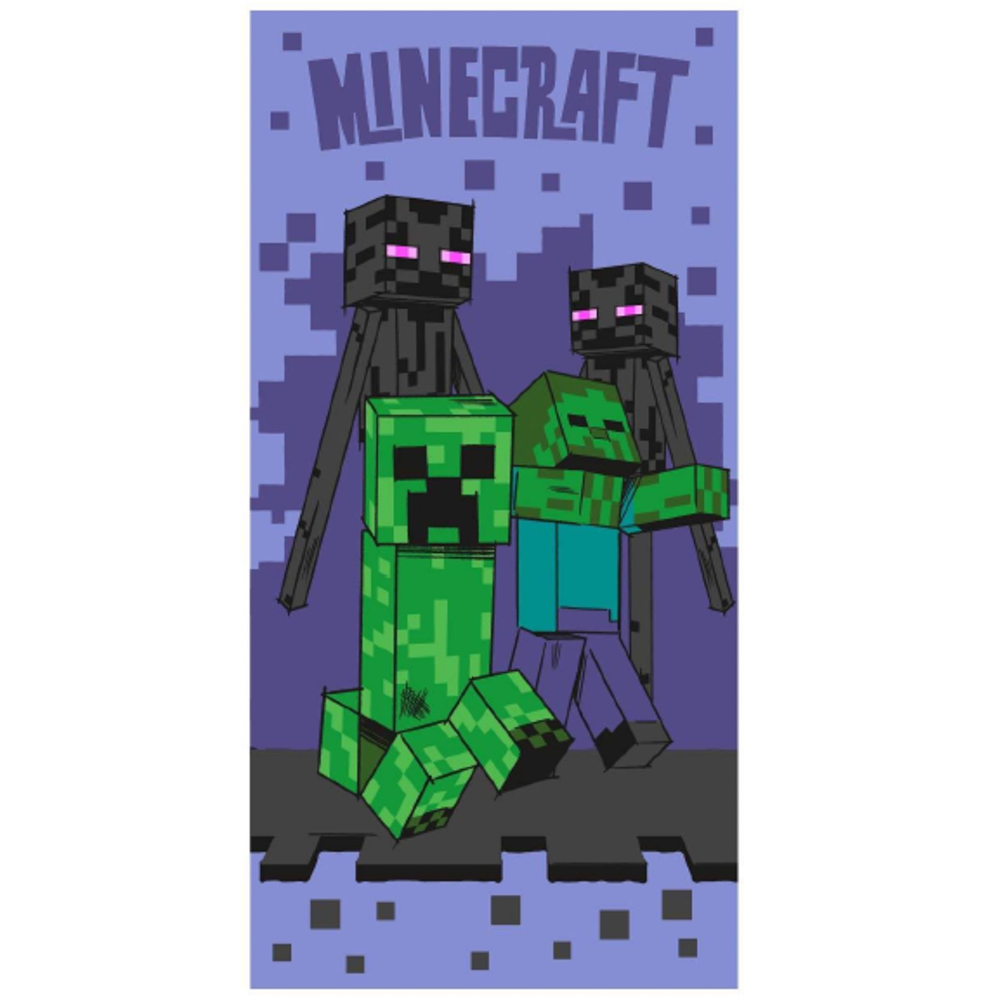 Minecraft Creeper håndklæde - 70x140 cm - 100% bomuld - Blødt badehåndklæde med zombie og slenderman billede