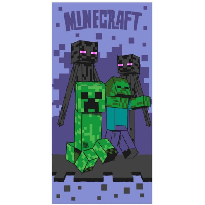 Minecraft Creeper håndklæde - 70x140 cm - 100% bomuld - Blødt badehåndklæde med zombie og slenderman