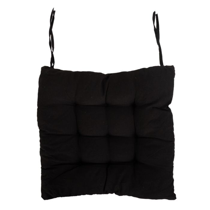Stolehynde - 35x35x6 cm - Sort ensfarvet havehynde - Blød komfort hynde