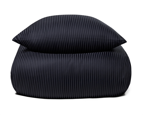 Billede af Sengetøj 200x220 cm - Mørkeblåt, stribet sengetøj - 100% Egyptisk bomuld - Dobbelt dynebetræk hos Shopdyner.dk