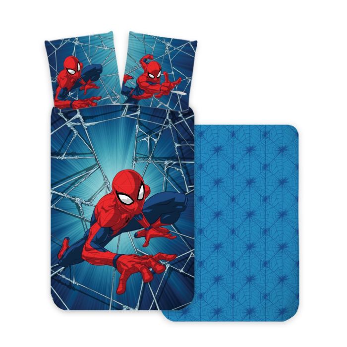 Spiderman sengetøj 140x200  cm - Vendbart betræk med 2 design - 100% bomuld Spiderman sengetøj 140x200  cm - Vendbart betræk med 2 design - 100% bomuld