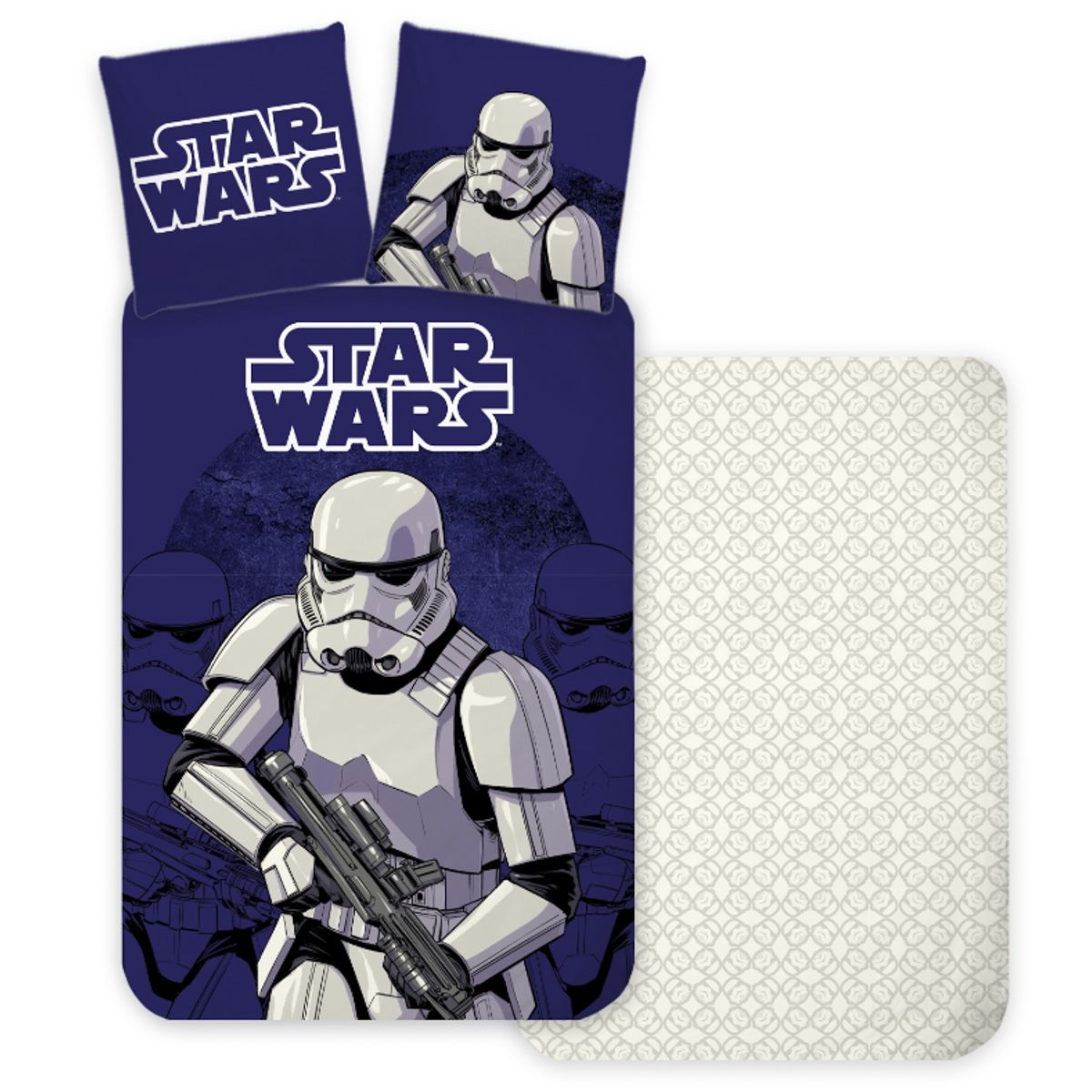 Star Wars sengetøj - 140x200 cm - Vendbart design med stormtrooper - 100% blød bomuld billede