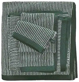 Marc O Polo Gæstehåndklæde - 30x50 cm - Mørkegrøn og hvid - 100% Bomuld - Luksus håndklæder 