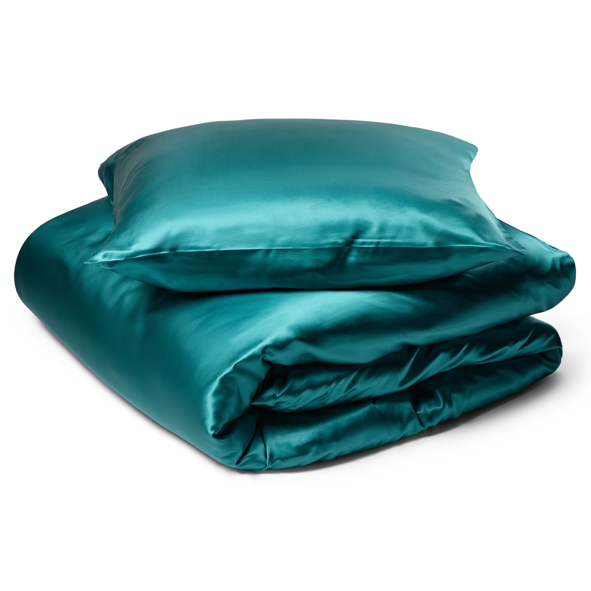 Silke sengetøj - Tyrkis farvet sengetøj - Sengesæt i 100% morbærsilke - By Borg