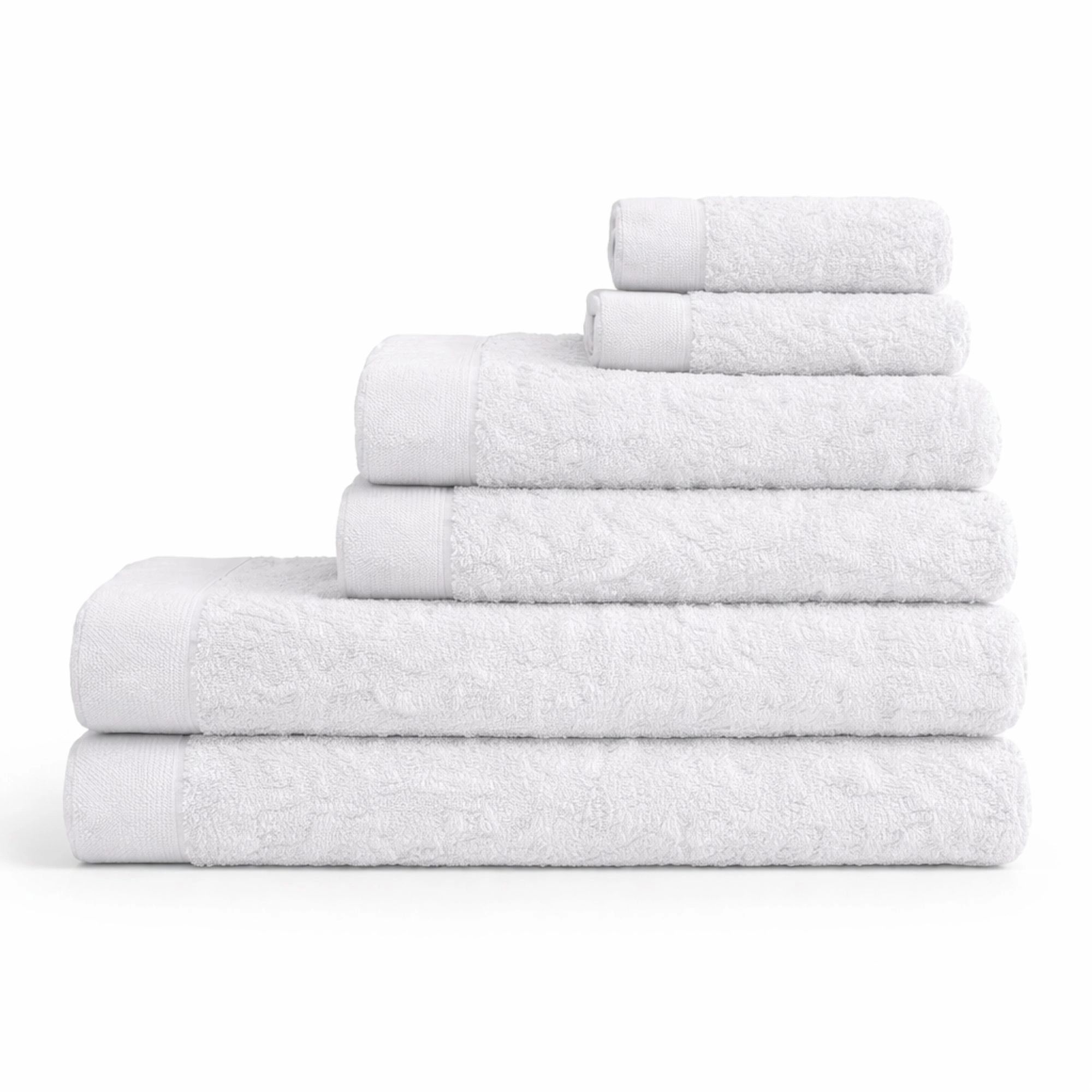 Bomulds håndklæder - 100% bomuld - 6-pak - Valmue - Hvid billede