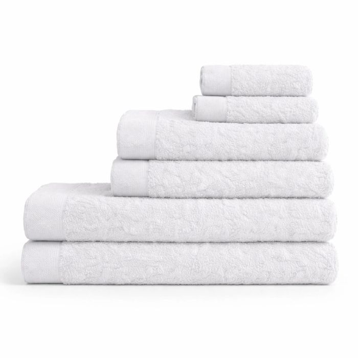 Bomulds håndklæder - 100% bomuld - 6-pak - Valmue - Hvid