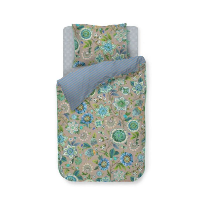 Blomstret sengetøj 140x220 cm - Blåt vendbart sengesæt i 100% blød bomuld - Viva La Vida Blue - Pip Studio sengelinned
