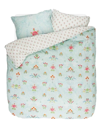 Billede af Blomstret sengetøj - 140x220 cm - Yes madam blue - Sengesæt med 2 design - 100% bomuld - Pip Studio sengetøj hos Shopdyner.dk
