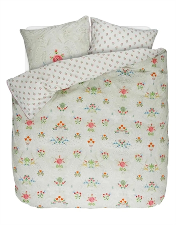 Billede af Blomstret sengetøj 140x220 cm - Yes madam khaki - Sengesæt med 2 i 1 sengesæt - 100% bomuld - Pip Studio hos Shopdyner.dk
