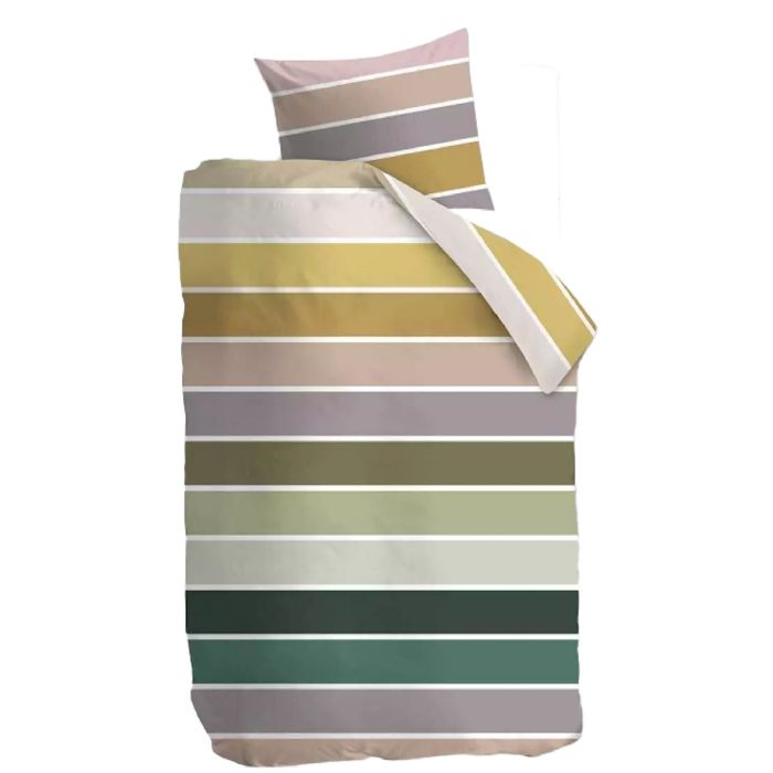 Auping sengetøj - 140x220 cm - Bomuldssatin sengesæt - Brede striber - Auping Poseidon multi