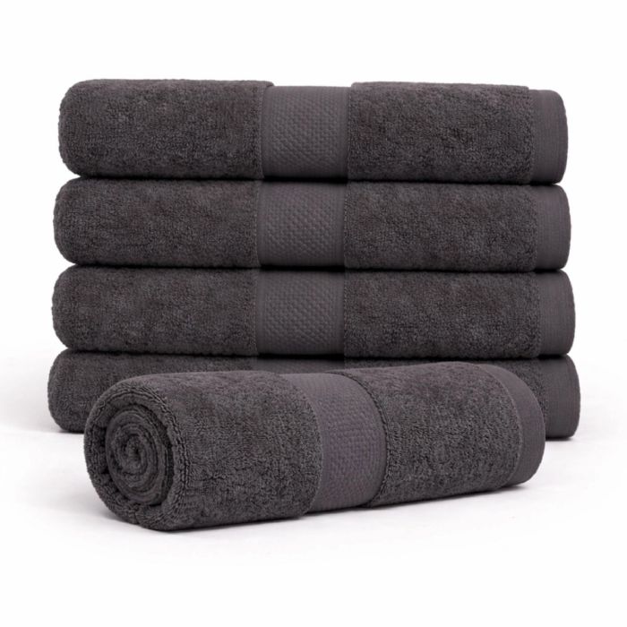 Bomulds håndklæde - 100% bomuld - Badehåndklæde 70x140 cm - Diamant - Antracit grå