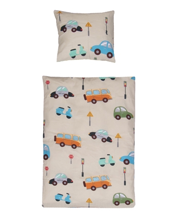 Se Baby sengetøj med biler - 70x100 cm - OEKO-TEX ® Certificeret - 100% Bomulds sengesæt hos Shopdyner.dk