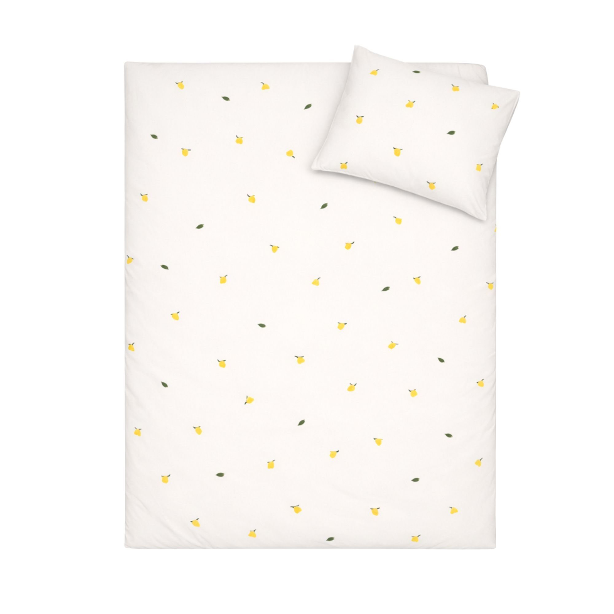 Citron sengetøj - 100% bomuld - Babysengetøj 70x100 cm - Sandfarvet med citroner billede