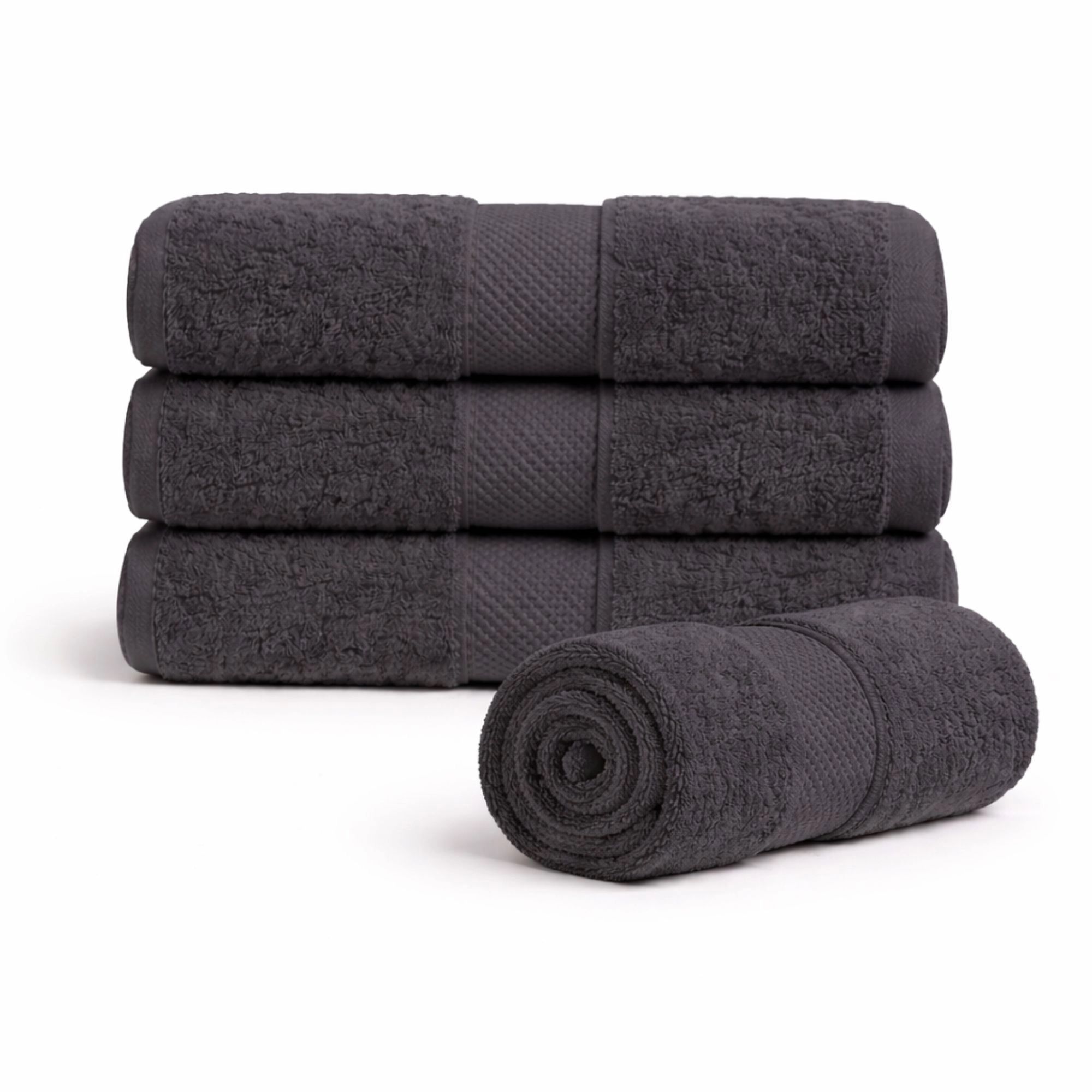 Bomulds håndklæde - 100% bomuld - 50x100 cm - Diamant - Antracit grå billede