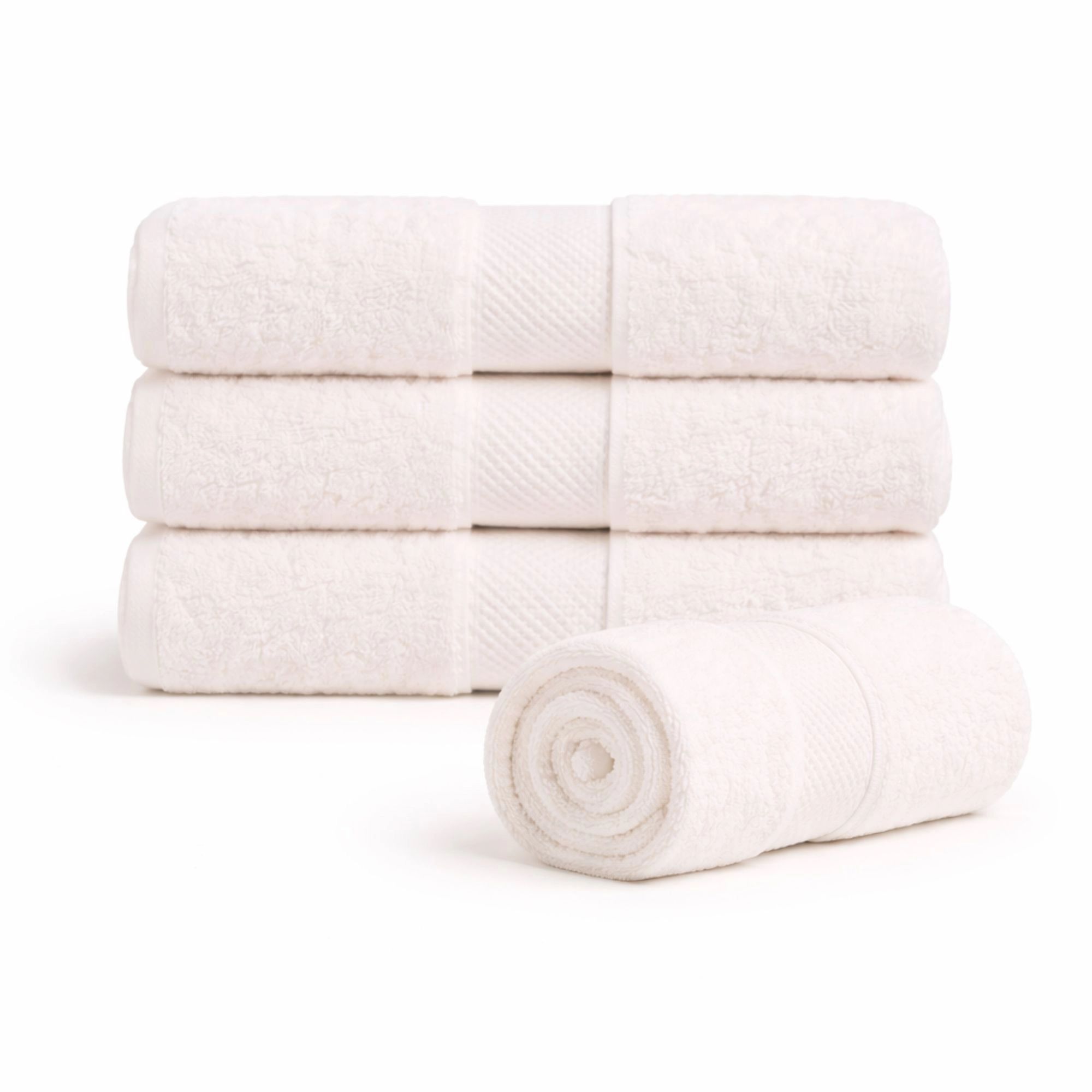 Bomulds håndklæde - 100% bomuld - 50x100 cm - Diamant - Creme billede