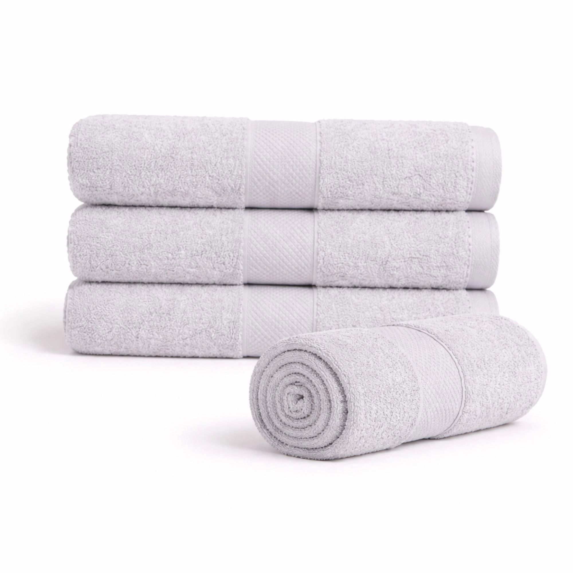 Bomulds håndklæde - 100% bomuld - 50x100 cm - Diamant - Lysegrå billede