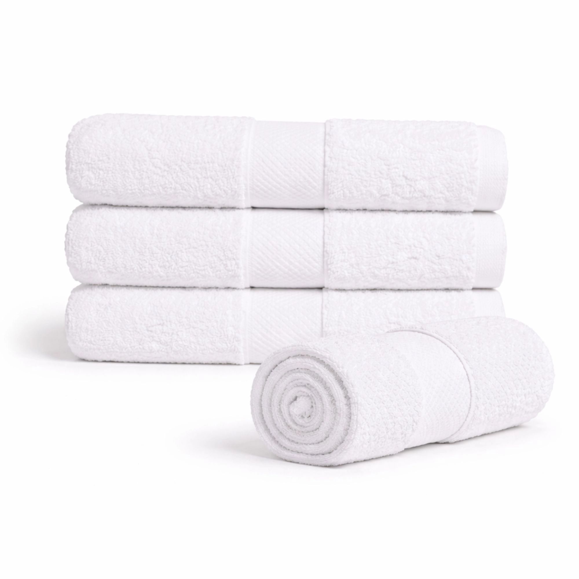 Bomulds håndklæde - 100% bomuld - 50x100 cm - Diamant - Hvid billede