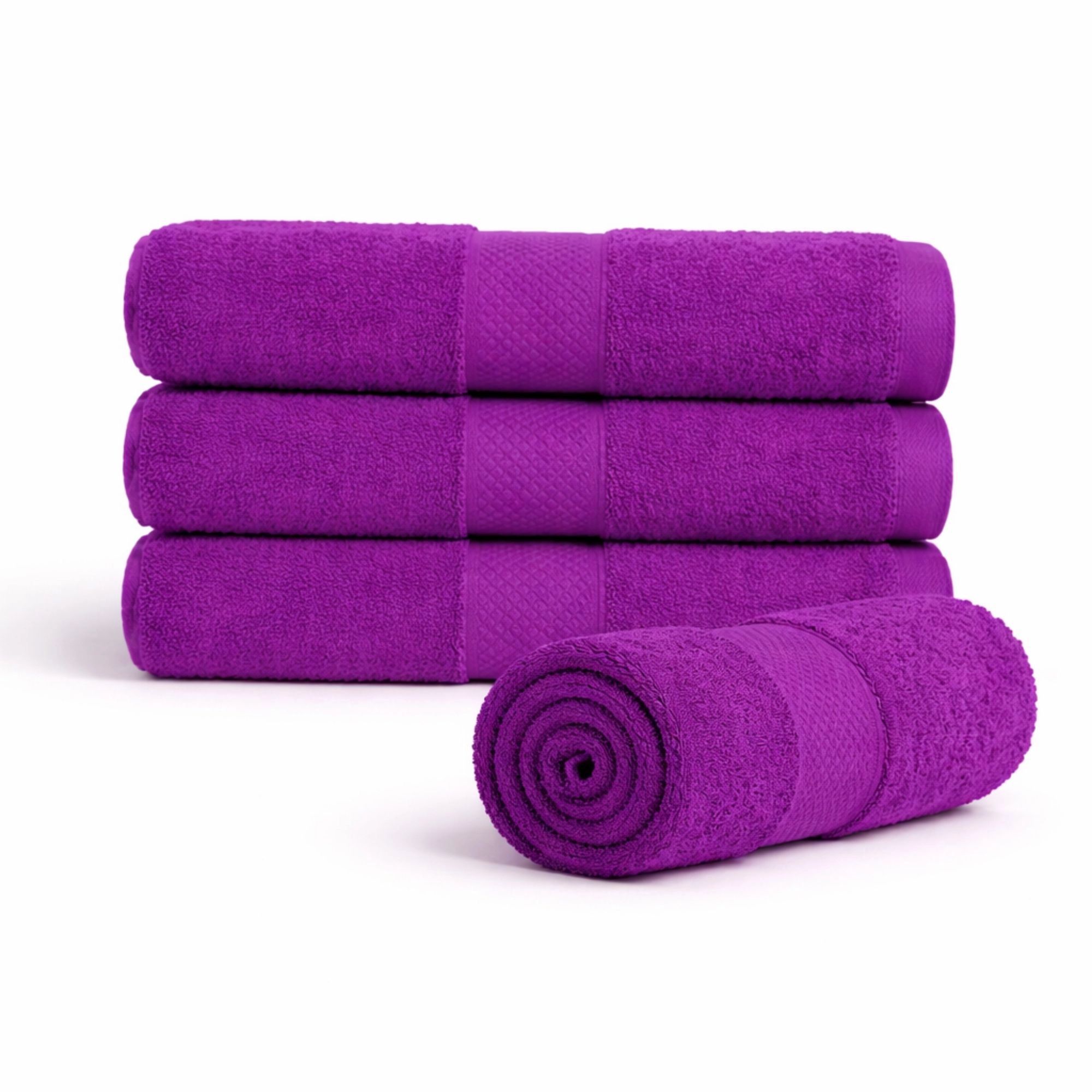 Bomulds håndklæde - 100% bomuld - 50x100 cm - Diamant - Lilla billede