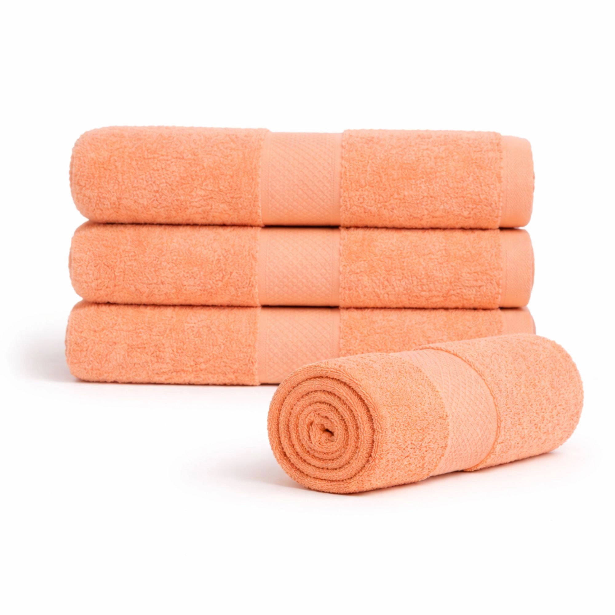 Bomulds håndklæde - 100% bomuld - 50x100 cm - Diamant - Orange billede