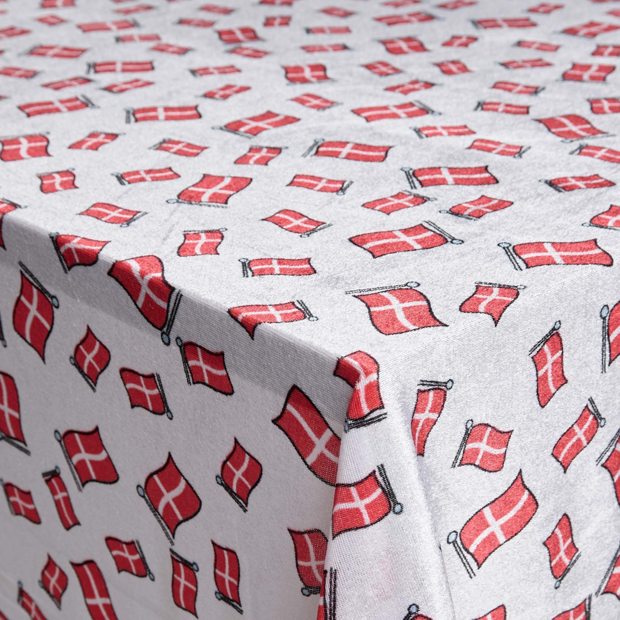 Fødselsdagsdug - Velour dug med dansk flag - 3 meter dug - Nervøs velour - Blødt velour stof til borddug - Pakke med 3 meter billede