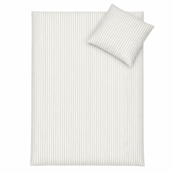 Stribet sengetøj - 100% bomuld - Babysengetøj 70x100 cm - Hvidt med grønne striber