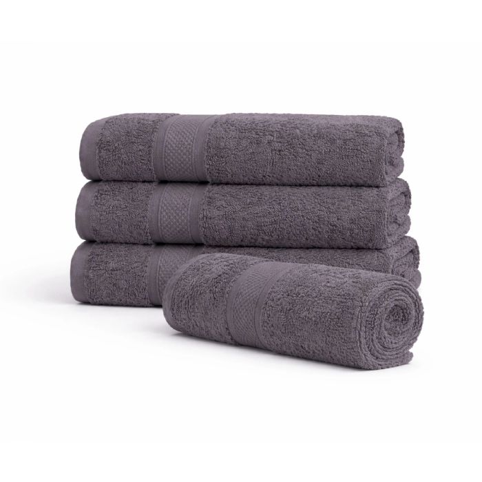 Egyptisk bomulds håndklæde - 100 % egyptisk bomuld - 50x100 cm - Orkidé - Antracit grå