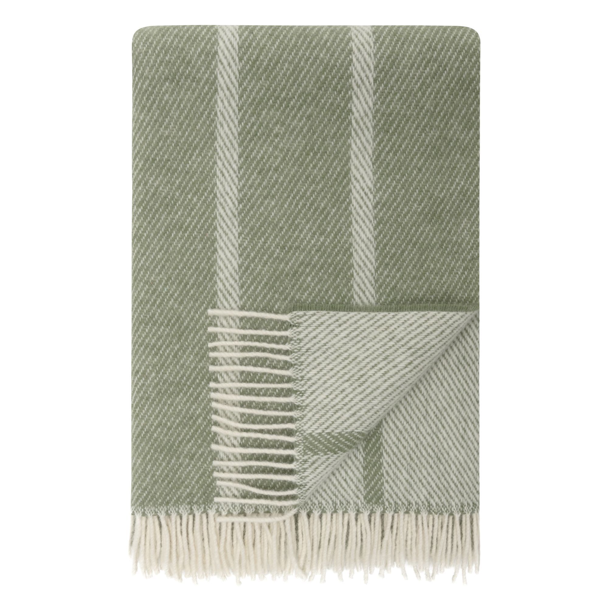 Uldplaid 120x180 cm - Grøn plaid med striber - 100% ny ren uld - Istinden Høie of Scandinavia uldtæppe billede