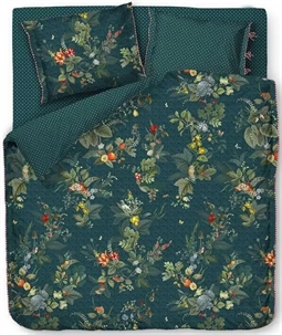 Blomstret sengetøj dobbeltdyne 200x200 cm - Leaf dark blue - Blåt sengetøj - 2 i 1 design - 100% bomuld - Pip Studio  