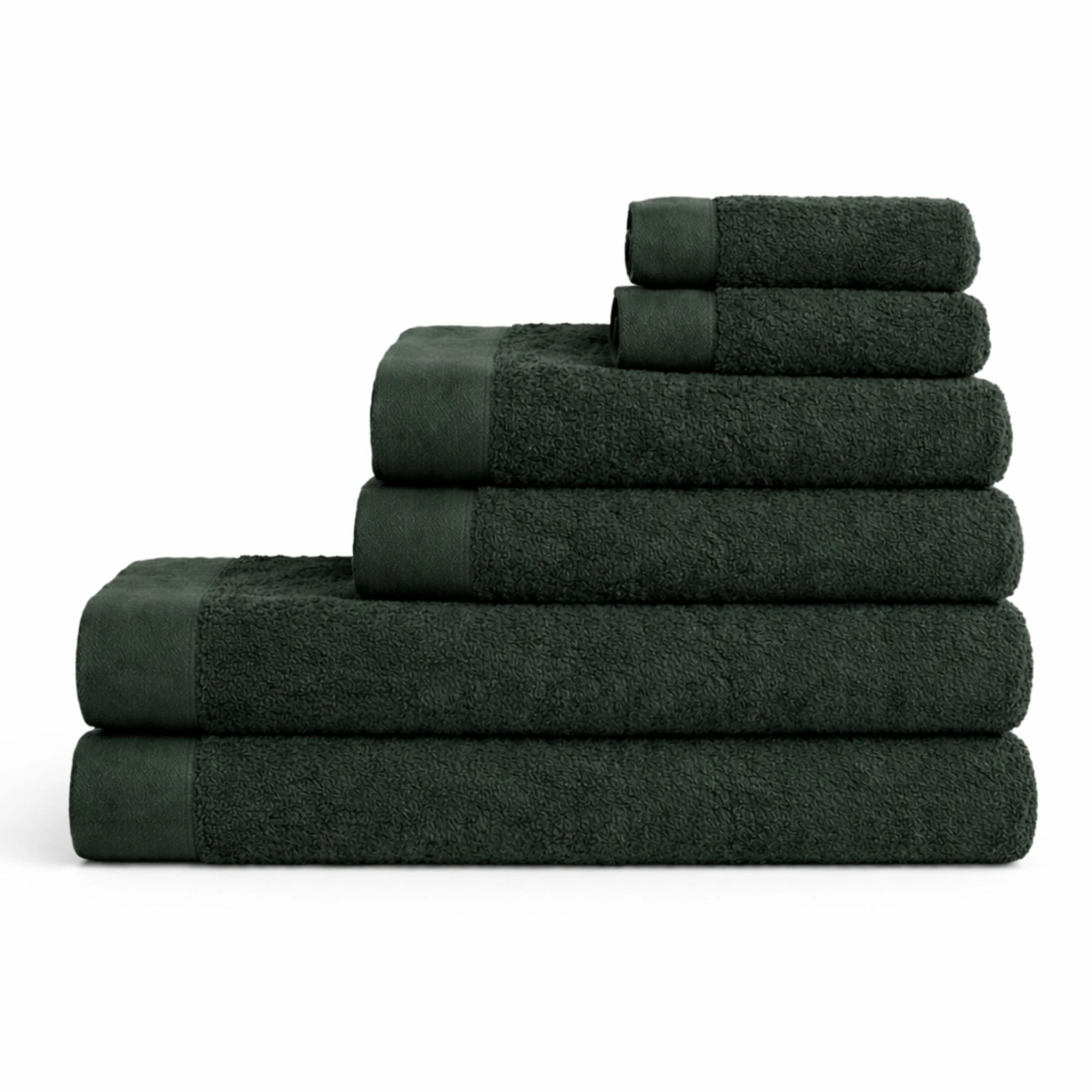 Bomulds håndklæder - 100% bomuld - 6-pak - Valmue - Mørkegrøn billede