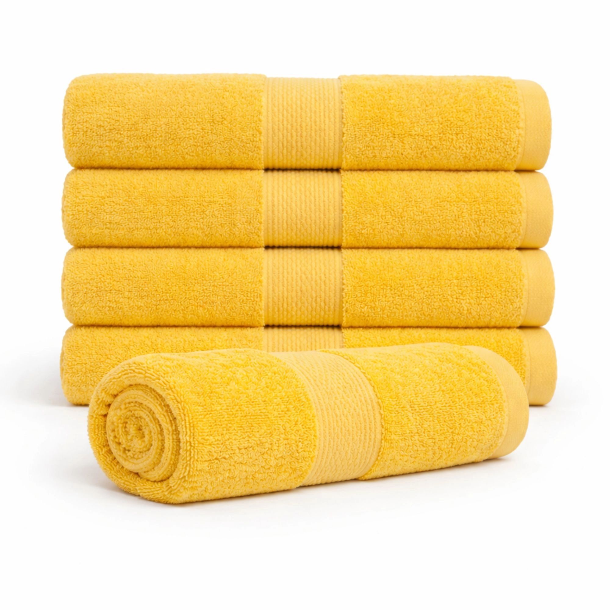 Bomulds håndklæde - 100% bomuld - Badehåndklæde 70x140 cm - Diamant - Gul billede